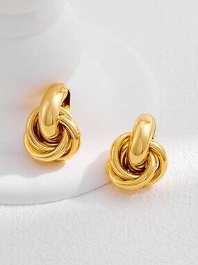 Geometric Drop Dangle Earrings Chunky Knot Stud Twisted Link